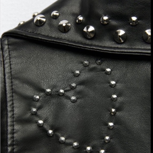 Zara | Cropped Studded Faux Leather Jacket - Picture 4 of 15